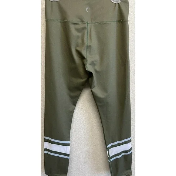 ZYIA Leggings Size L High Rise Workout Striped Mesh Green 7/8 - Picture 5 of 6